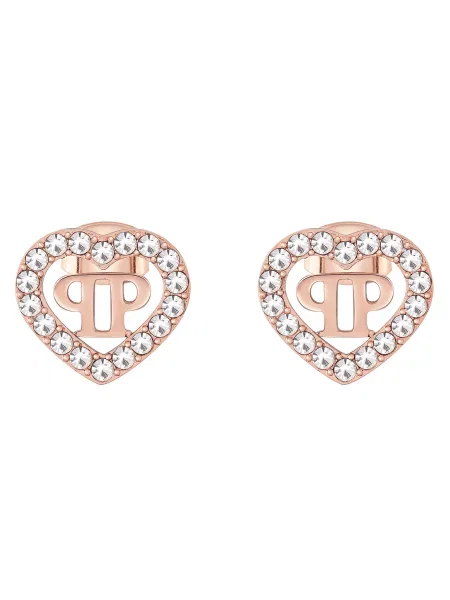 Обеци Philipp Plein със сърца розово