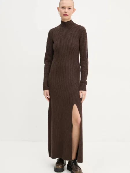BA&SH sukienka maxi prosta brązowy