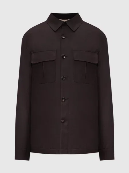 Куртка з кашеміру та шовку в стилі сорочки Agnona коричнева