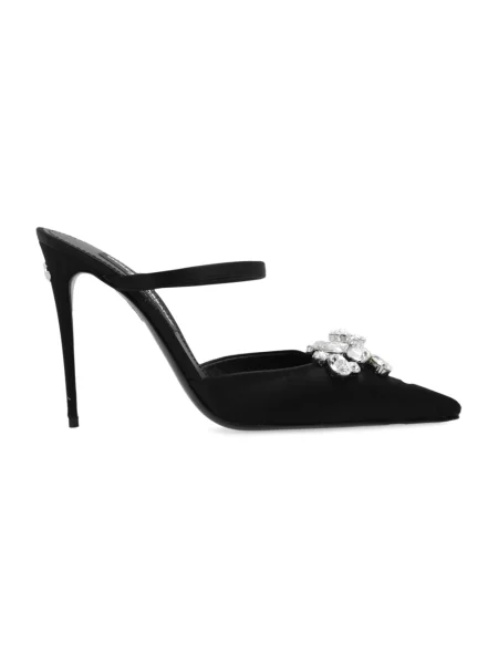 Satynowe klapki Dolce&gabbana czarne