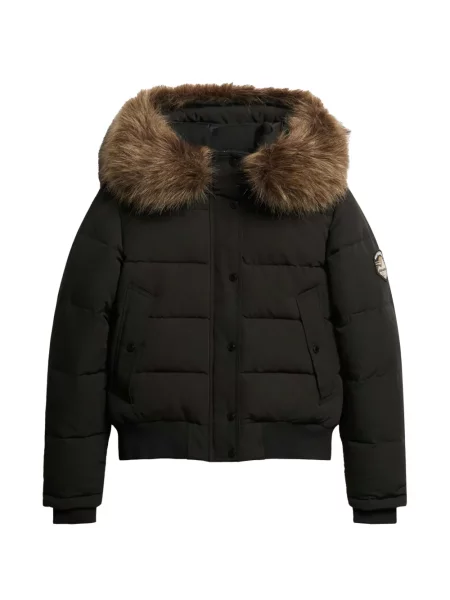 Geacă cu puf Superdry cu glugă negru