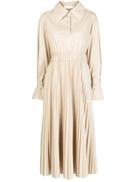 Kołnierzykowy sukienka koszulowa Jonathan Simkhai plisowana garniturowa szara