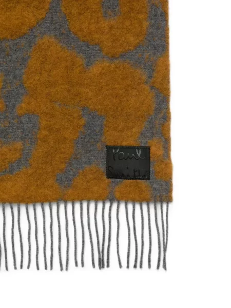 Fular Paul Smith cu franjuri cu model leopard gri