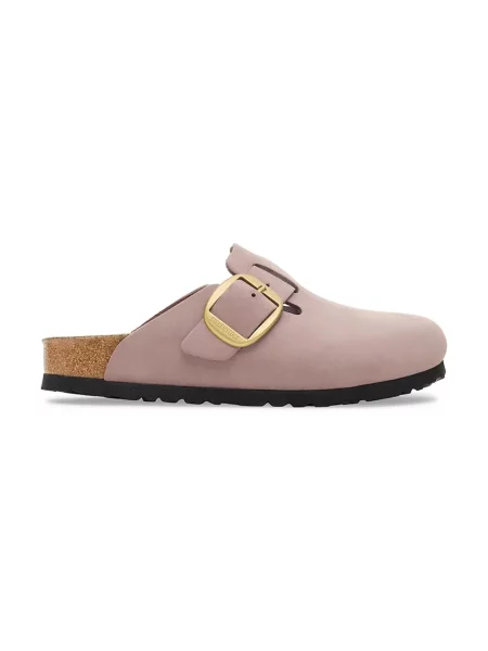 Чехли от набук Birkenstock Boston Big Buckle лилаво виолетово