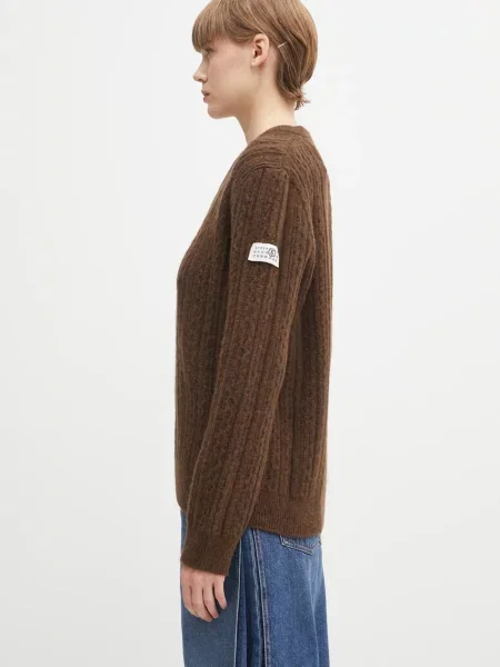 Maison Margiela pulover din amestec de lână maro