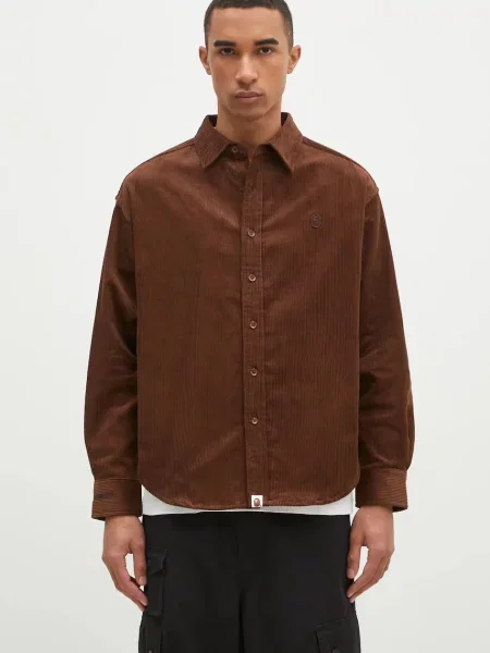 A Bathing Ape camasa din velur One Point Corduroy Longsleeve