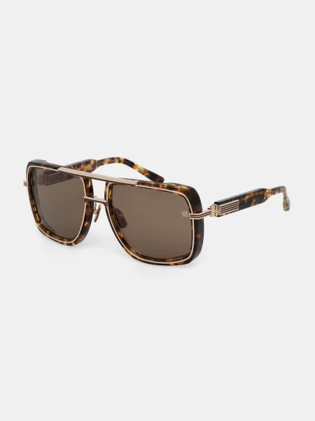 Balmain okulary przeciwsłoneczne SOLDIER złoty brązowe