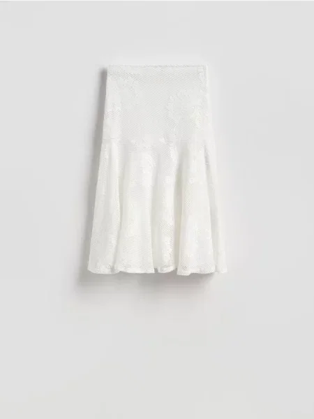 Reserved Fustă midi ajurată alb