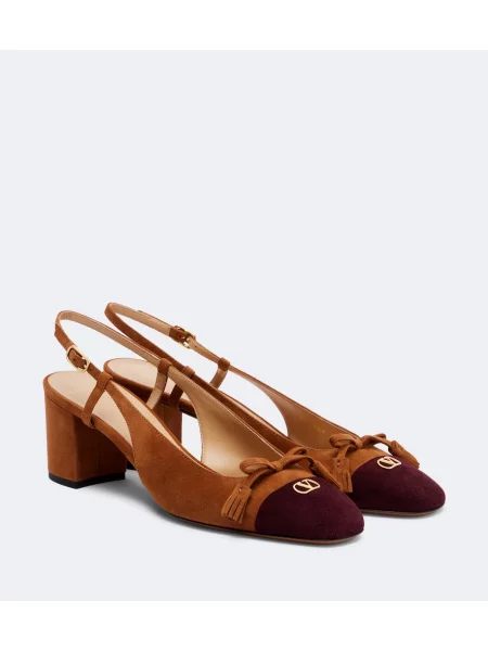 Pantofi cu toc Valentino Garavani din piele slingback maro