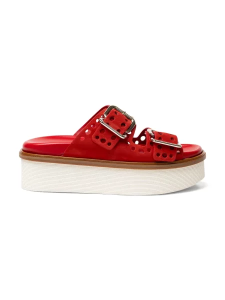 Sandale Tod's cu platformă cu cataramă cu perforații roșu