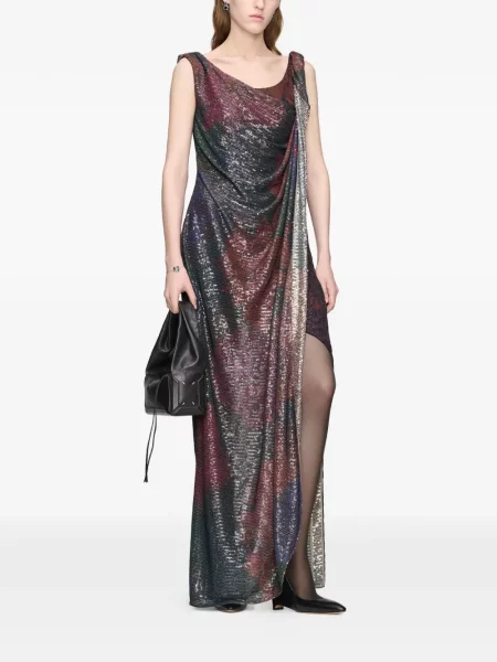 Rochie maxi Maison Margiela cu paiete drapată albastru