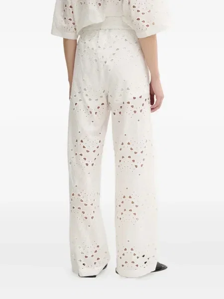 Pantaloni Gestuz cu broderie alb