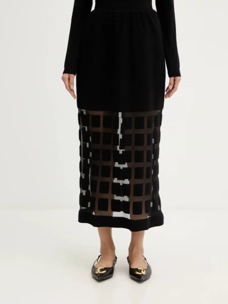 Liviana Conti fustă de lână midi evazați negru