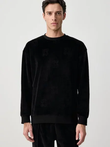 HUGO hanorac de loungewear pentru bărbați cu VELORO SWEATSHIRT negru