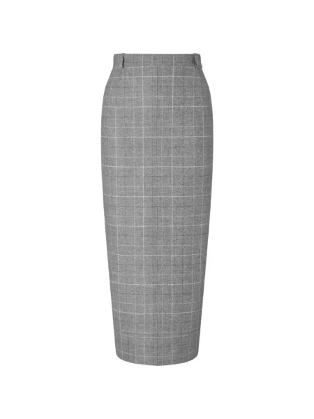Fustă tip creion Thom Browne cu model pepito din tweed gri