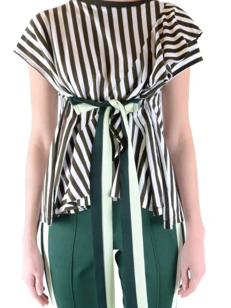 Bluzka Golden Goose w paski z krótkim rękawem biała