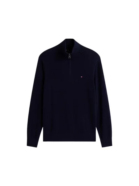 Sweter Tommy Hilfiger Pima Org Ctn Cashmere Zip Mock Desert Sky L niebieski