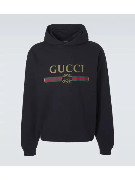 Hanorac cu glugă Gucci din cașmir cu autograf albastru