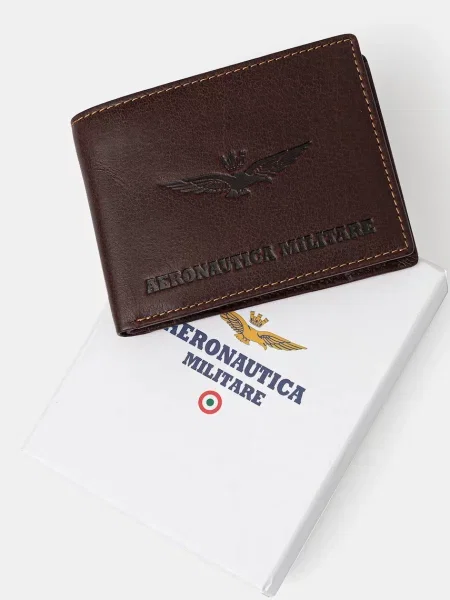 Кожаный кошелек Aeronautica Militare коричневый