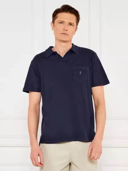 POLO RALPH LAUREN Tenisz póló len hozzáadásával kék