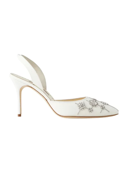 Czółenka Manolo Blahnik skórzana biała