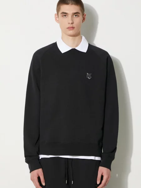 Mikina Maison Kitsuné Bold Fox Head Patch Oversize Sweatshirt hladká černá