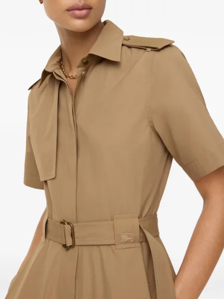 Rochie tip cămașă Burberry din poplin maro