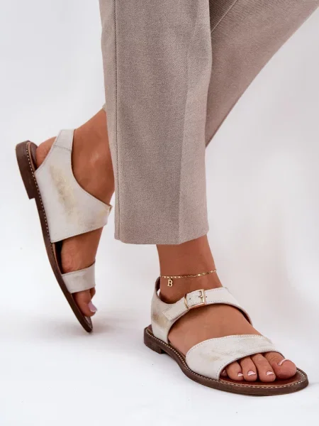 Kožené sandály Zazoo zlaté