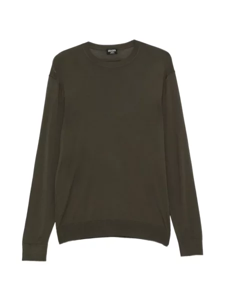 Lung pulover Zegna cu decolteu rotund verde