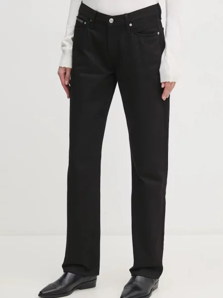Дънки Calvin Klein Jeans с висока талия черно