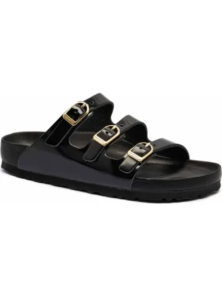 Birkenstock Bőr papucs Florida | narrow fit fekete
