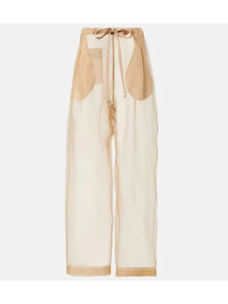 Jedwabne szerokie spodnie Khaite beżowe