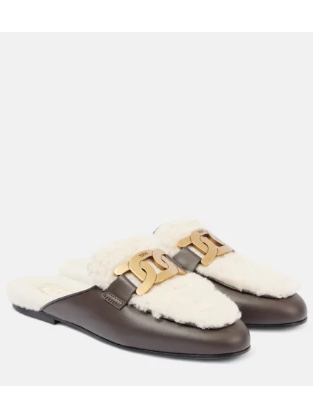 Usnjene copati Tod's rjava