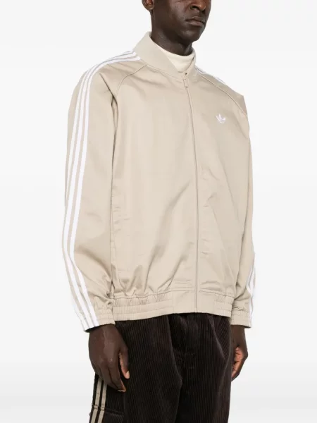 Pantaloni Adidas cu broderie cu dungi din piele de căprioară maro