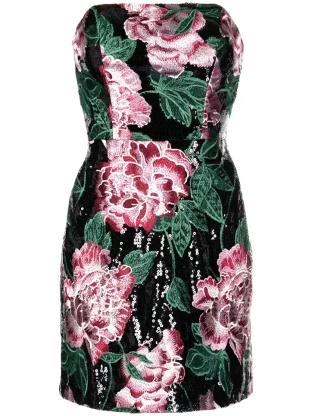 Sukienka Marchesa Notte z cekinami bez ramiączek czarna