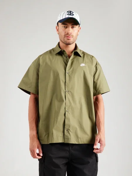 Nike Sportswear Cămașă CLUB oliv alb