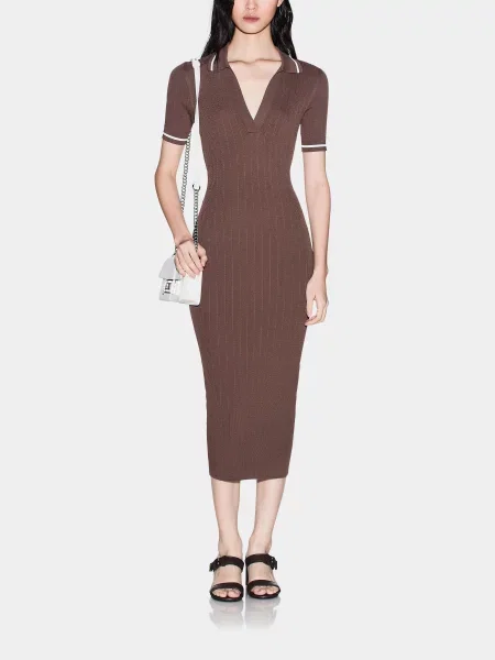 Сукня міді Armani Exchange віскоза/поліамід коричневий