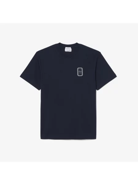 Lacoste Koszulka Z Nadrukiem Tenisowym Jersey granatowa