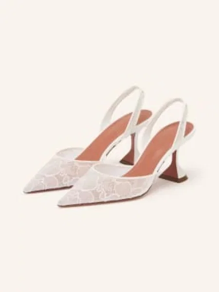 Amina Muaddi Czółenka Typu Slingback Holli weiss biała