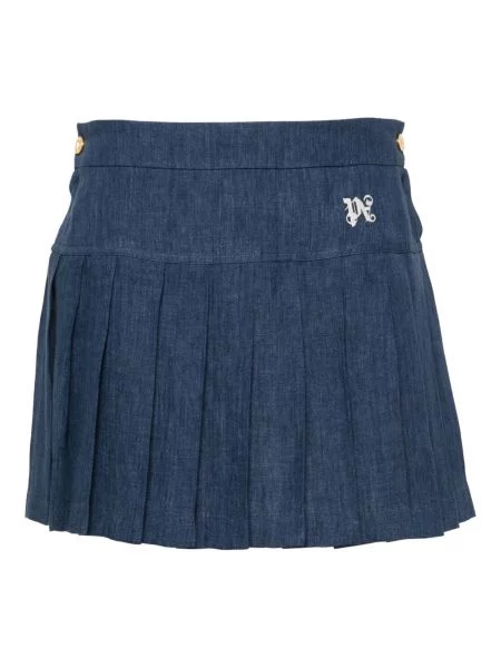Spódnica plisowana Palm Angels z autografem niebieska