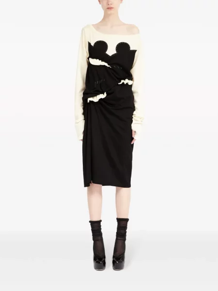Džersinė kostiumas midi suknelė Maison Margiela iki kelių juoda
