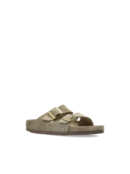 Klapki Birkenstock skórzane zielone