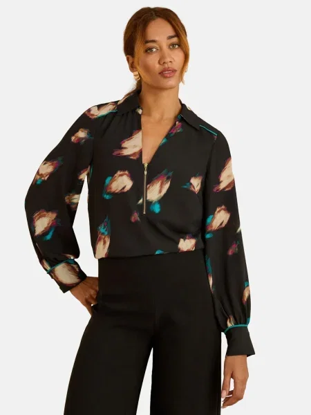 Love & roses Blúz bézs / türkiz / rózsaszín fekete