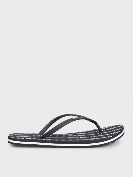 Вьетнамки Tommy Hilfiger в полоску на танкетке синие