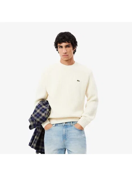 Sweter Lacoste wełniany beżowy