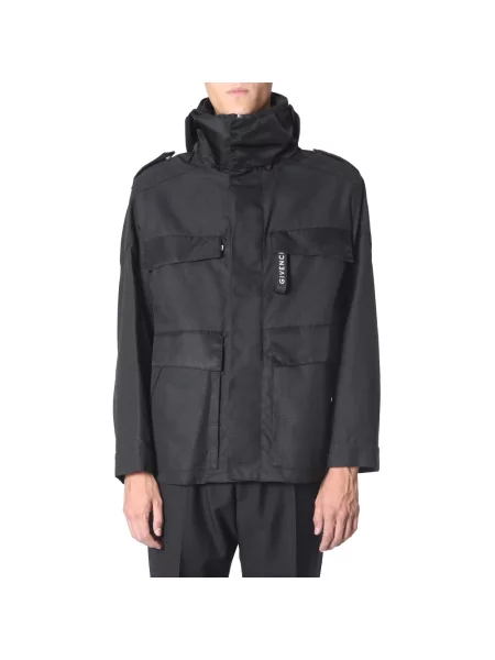 Wiatrówka Givenchy z kapturem z logo czarna