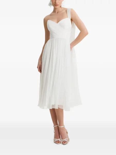 Rochie midi Framboise cu un umăr gol alb
