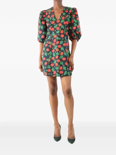Rochie mini Ganni cu model floral cu imagine negru