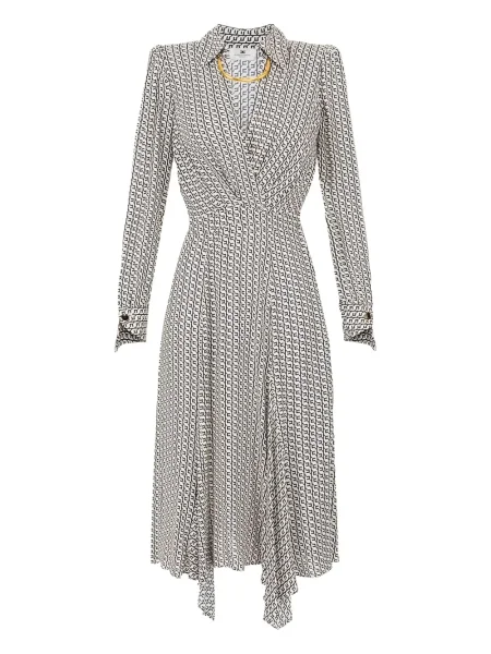Костюм рокля тип риза Elisabetta Franchi с принт до коляното бяло