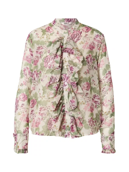 ONLY Bluză ONLLISA-PENINNA / crem / verde / mov liliachiu bej